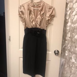 Beige and black dress